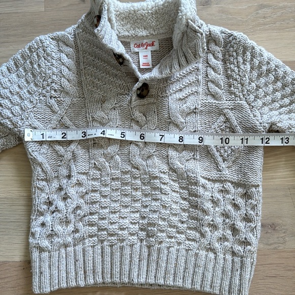 Toddler Boys’ Cat & Jack Cream Cable Knit Sweater - Picture 4 of 5